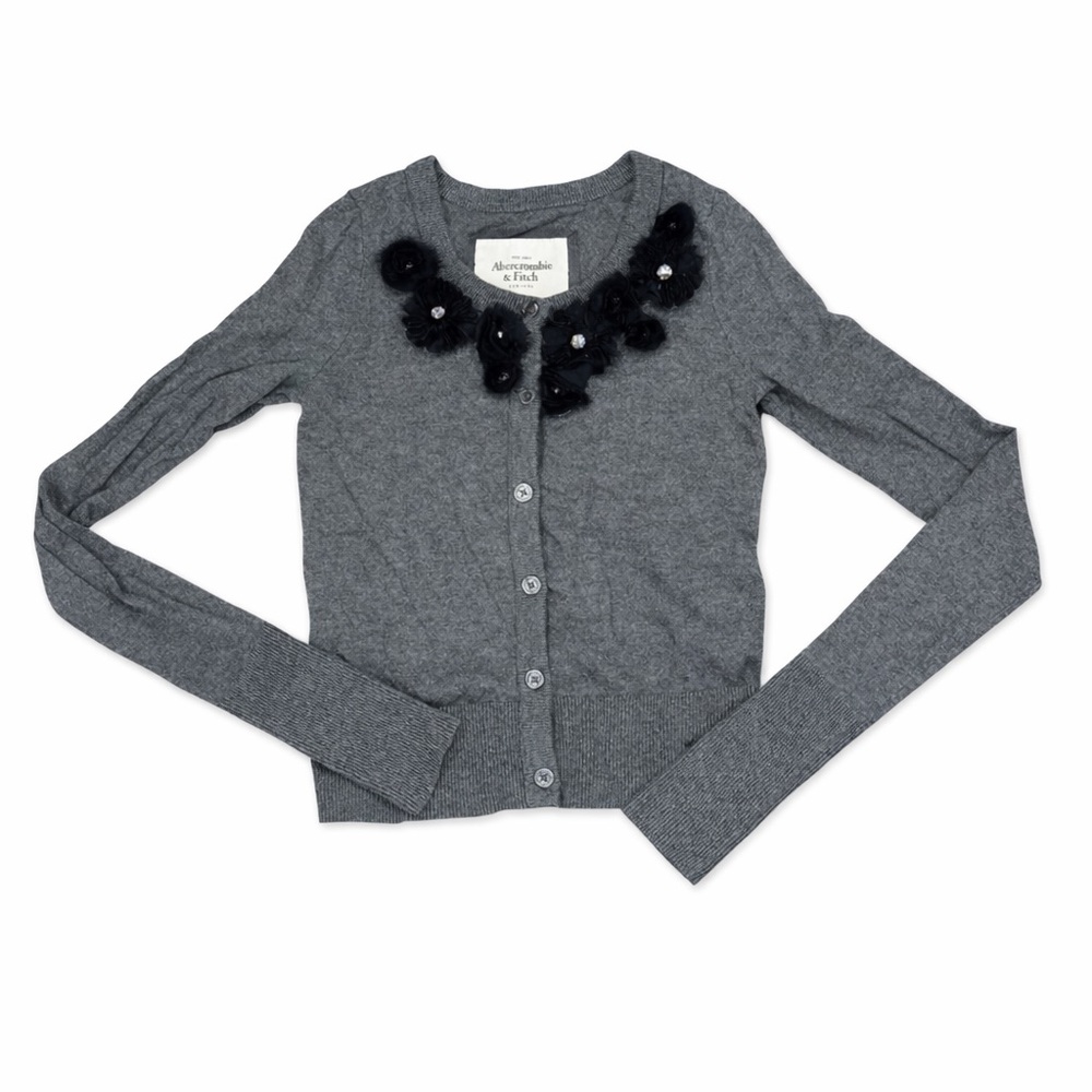 Y2K Abercrombie & Fitch Rhinestone Floral Cardigan Sweater Women’s size XS NEW